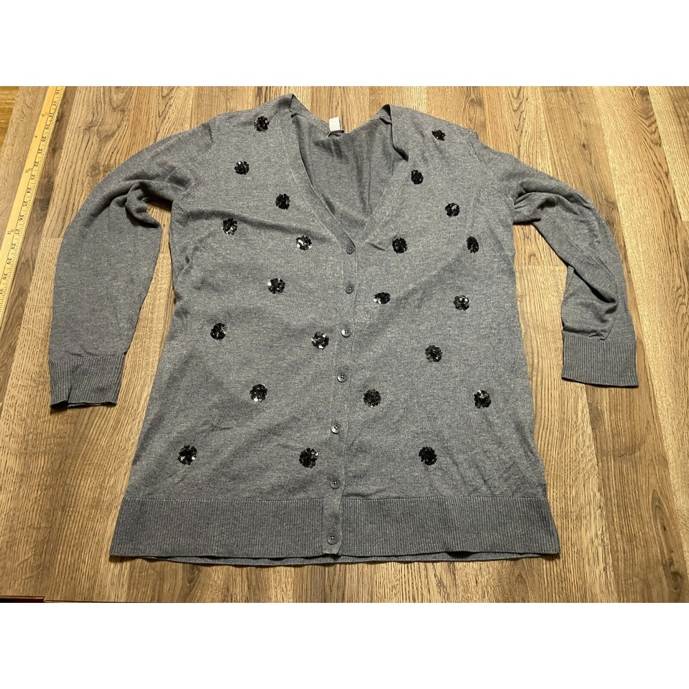 Old Navy Sweater, Women's Size XL, Gray, V-neck, Cardigan, Sequins
